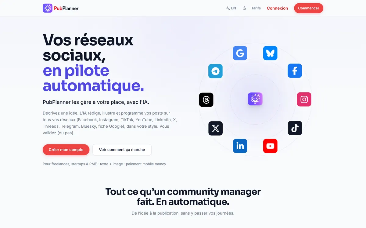 Site PubPlanner, réalisé par Galaxie Team